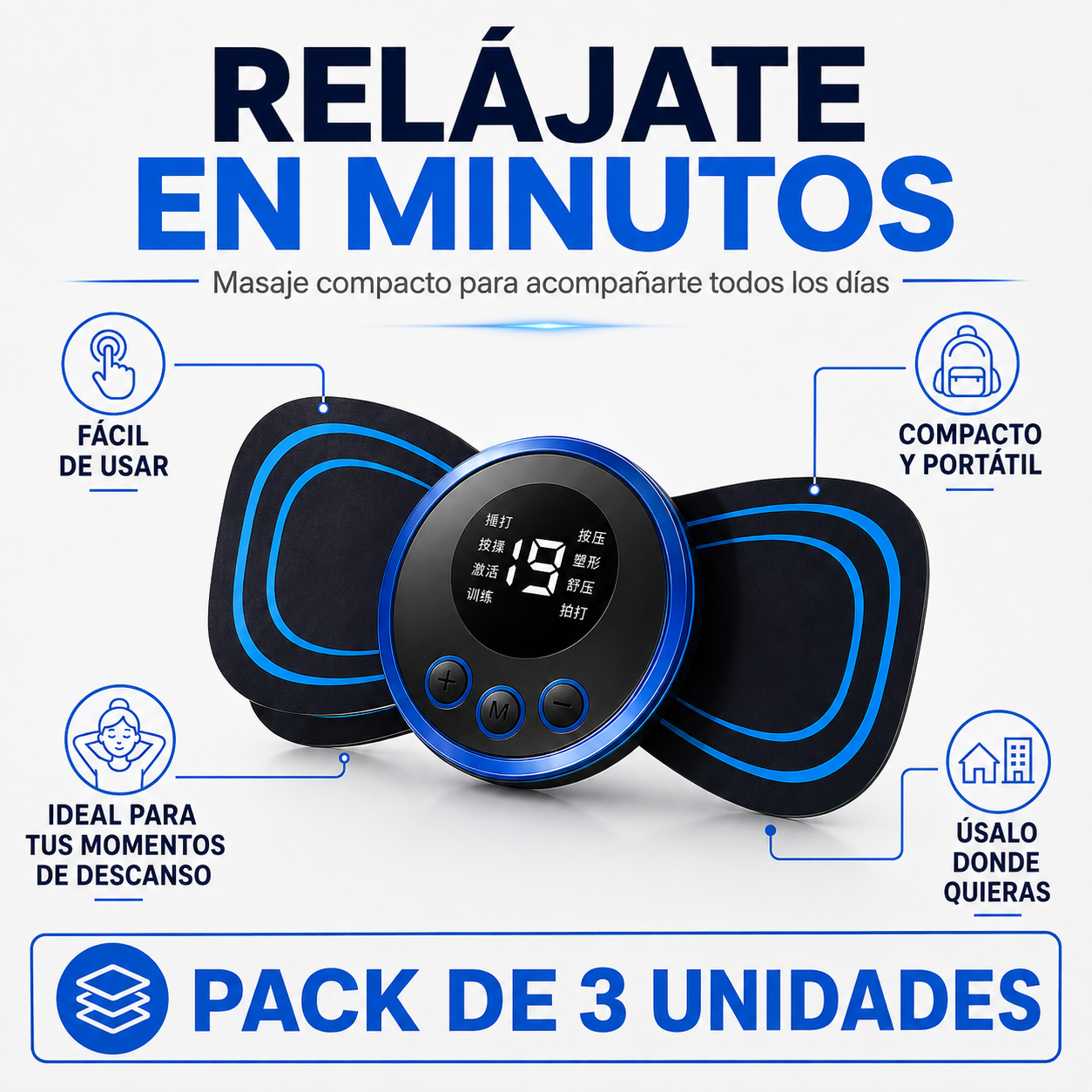 Pack 3 x 1 - Mini Masajeador Portátil